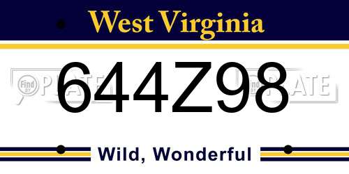 644Z98 West Virginia License Plate