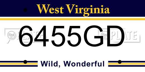 6455GD West Virginia License Plate