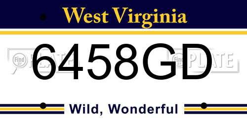 6458GD West Virginia License Plate