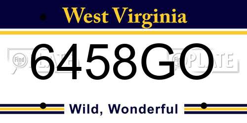 6458GO West Virginia License Plate