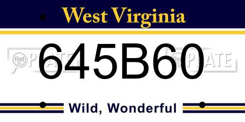645B60 West Virginia License Plate