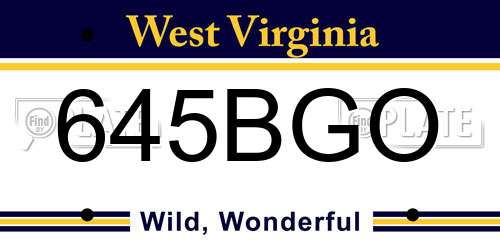 645BGO West Virginia License Plate