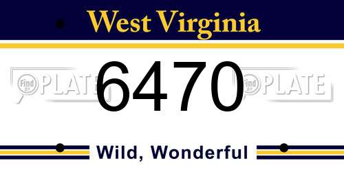 6470 West Virginia License Plate