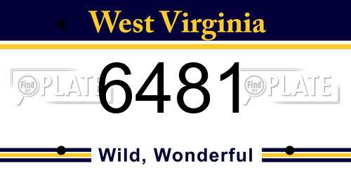 6481 West Virginia License Plate