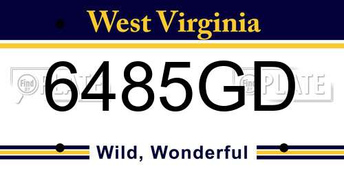 6485GD West Virginia License Plate