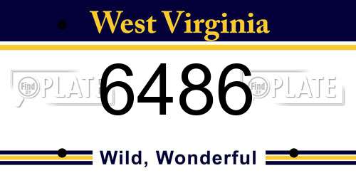 6486 West Virginia License Plate