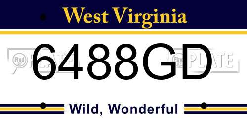 6488GD West Virginia License Plate