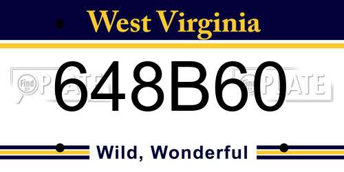 648B60 West Virginia License Plate