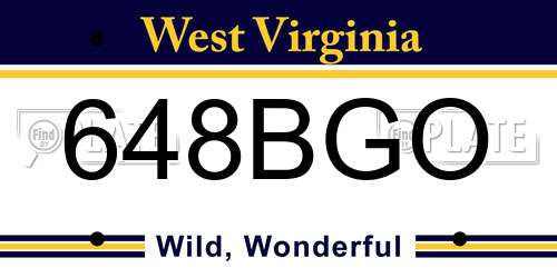 648BGO West Virginia License Plate