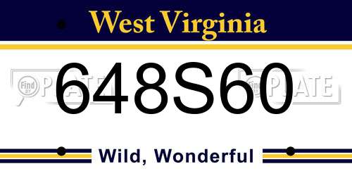 648S60 West Virginia License Plate