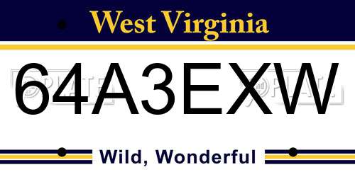 64A3EXW West Virginia License Plate
