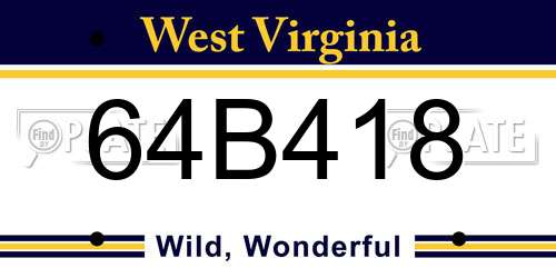 64B418 West Virginia License Plate