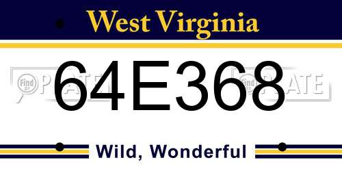 64E368 West Virginia License Plate