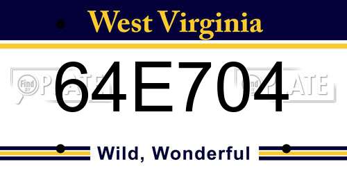 64E704 West Virginia License Plate