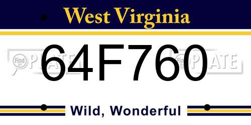 64F760 West Virginia License Plate