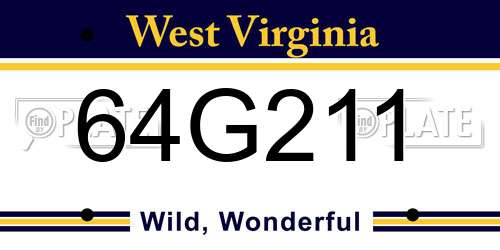 64G211 West Virginia License Plate