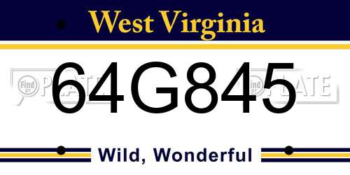 64G845 West Virginia License Plate