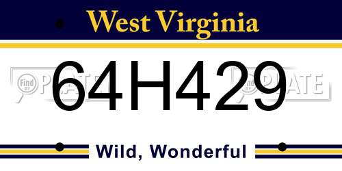 64H429 West Virginia License Plate