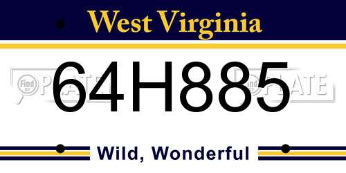 64H885 West Virginia License Plate