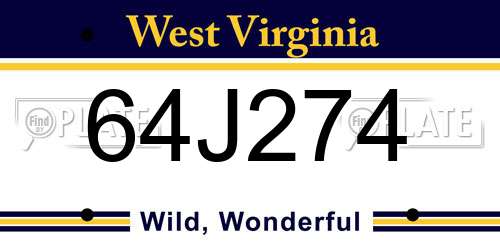 64J274 West Virginia License Plate