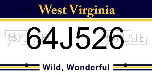 64J526 West Virginia License Plate