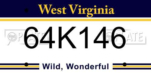 64K146 West Virginia License Plate