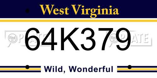 64K379 West Virginia License Plate