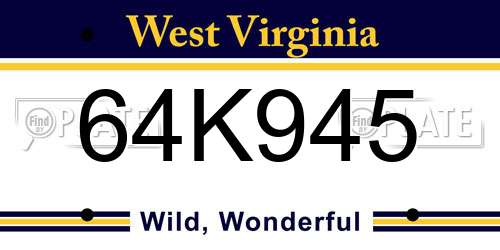 64K945 West Virginia License Plate
