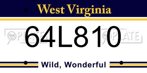 64L810 West Virginia License Plate
