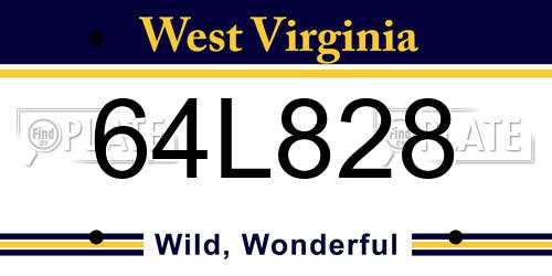 64L828 West Virginia License Plate
