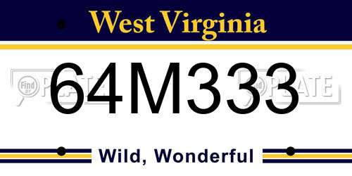 64M333 West Virginia License Plate