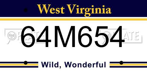64M654 West Virginia License Plate