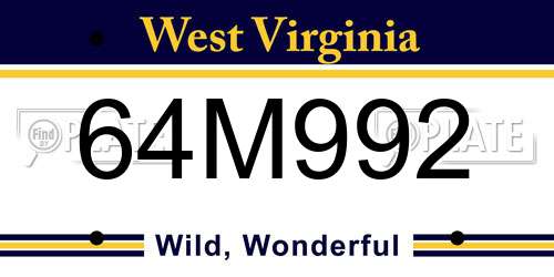 64M992 West Virginia License Plate