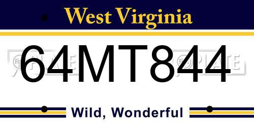 64MT844 West Virginia License Plate