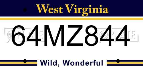 64MZ844 West Virginia License Plate