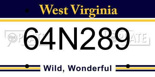64N289 West Virginia License Plate