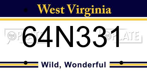64N331 West Virginia License Plate