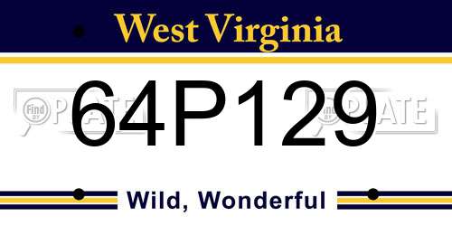 64P129 West Virginia License Plate