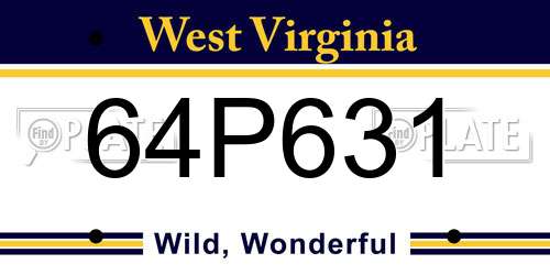 64P631 West Virginia License Plate