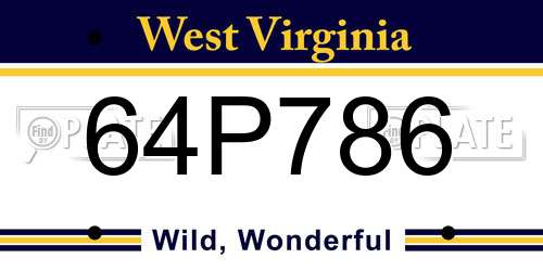 64P786 West Virginia License Plate