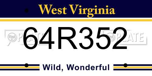 64R352 West Virginia License Plate