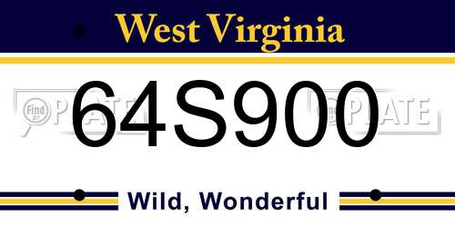 64S900 West Virginia License Plate