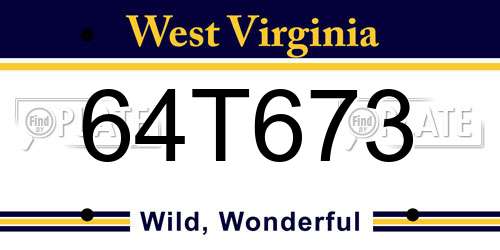64T673 West Virginia License Plate