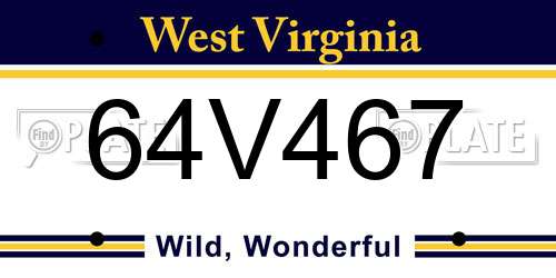 64V467 West Virginia License Plate