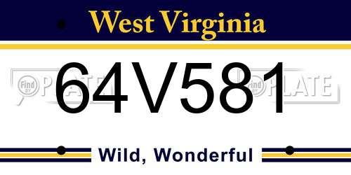 64V581 West Virginia License Plate