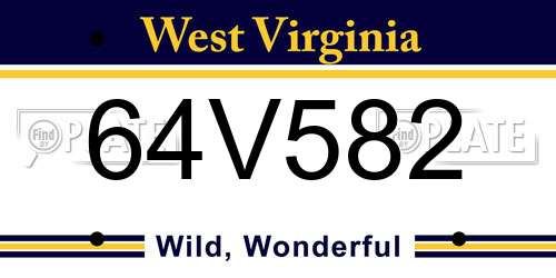 64V582 West Virginia License Plate