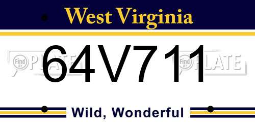 64V711 West Virginia License Plate