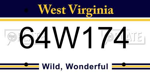 64W174 West Virginia License Plate
