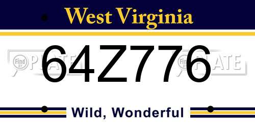 64Z776 West Virginia License Plate