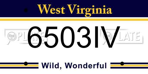 6503IV West Virginia License Plate